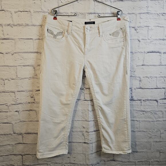 Vigoss The Chelsea Capri Jeans Size 15/16 Inseam 21" Stretch White - Picture 1 of 8